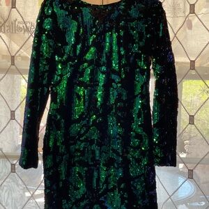 Sequin Green and Black Dress